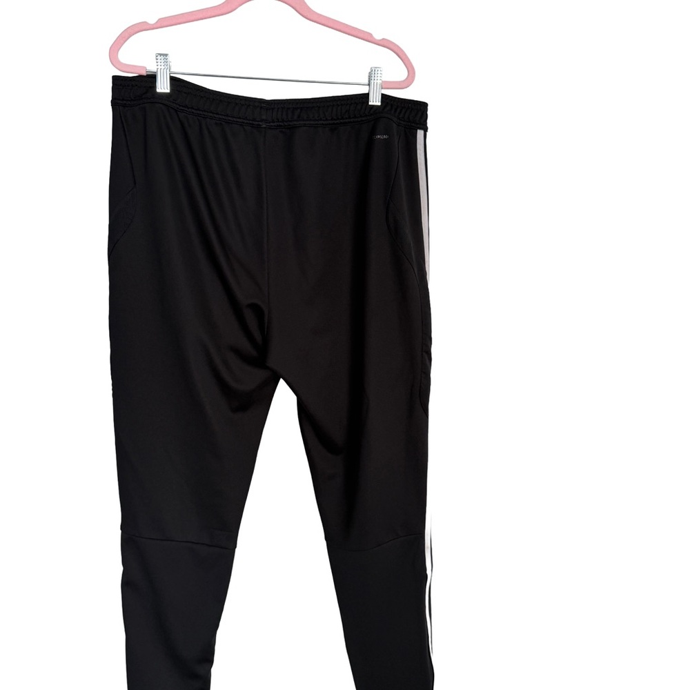 ADIDAS MENS Adidas Black Track Pants with White Side Stripes, Size XL - Picture 3 of 4